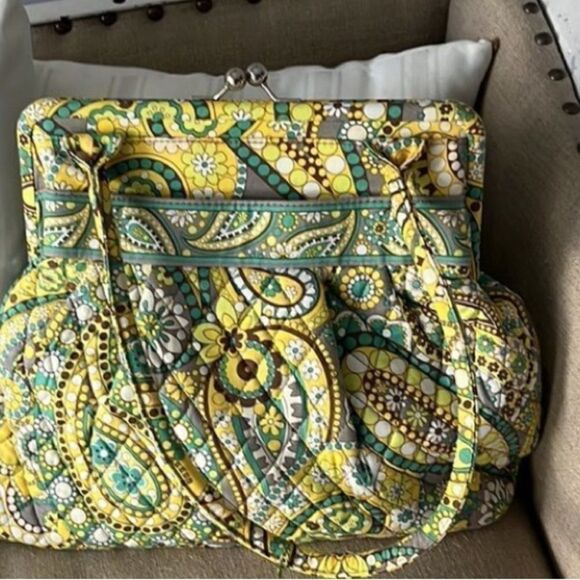 Vera Bradley Lemon Parfait Alice Structured Kiss Lock Satchel RARE RETIRED NWT - Picture 5 of 6